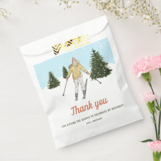 Skiing Girl On The Slopes Ski Birthday Thank You Favor Bag