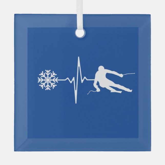 Skiing Glass Ornament (Front)