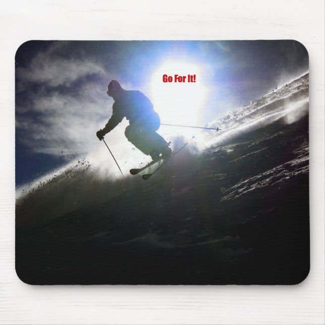 Skiing, Go For It! Mouse Pad (Front)