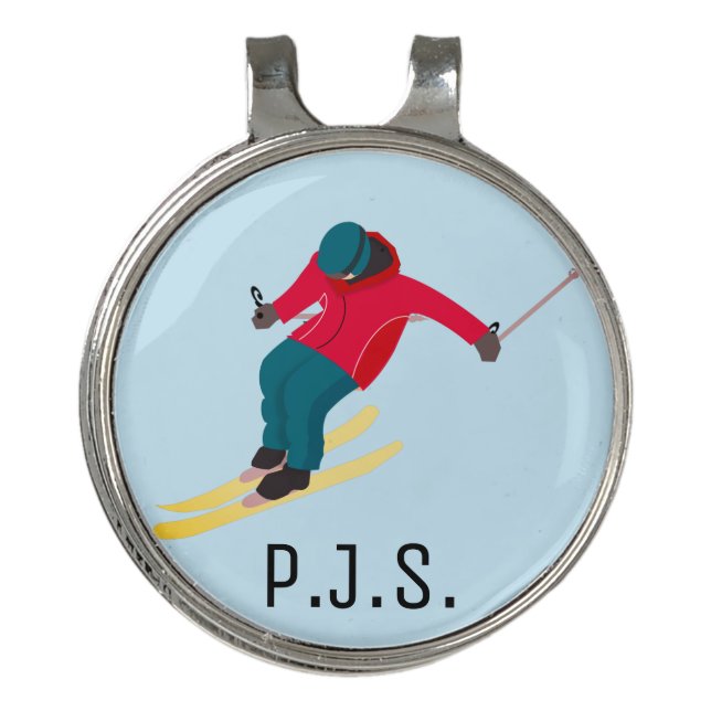 Skiing Golf Hat Clip (Front)