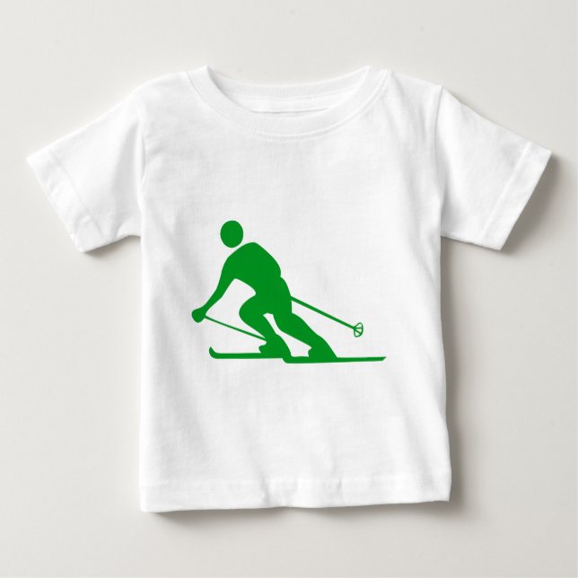 Skiing - Grass Green Baby T-Shirt (Front)