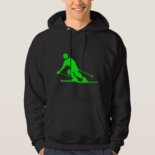 Skiing - Green Hoodie (Front)