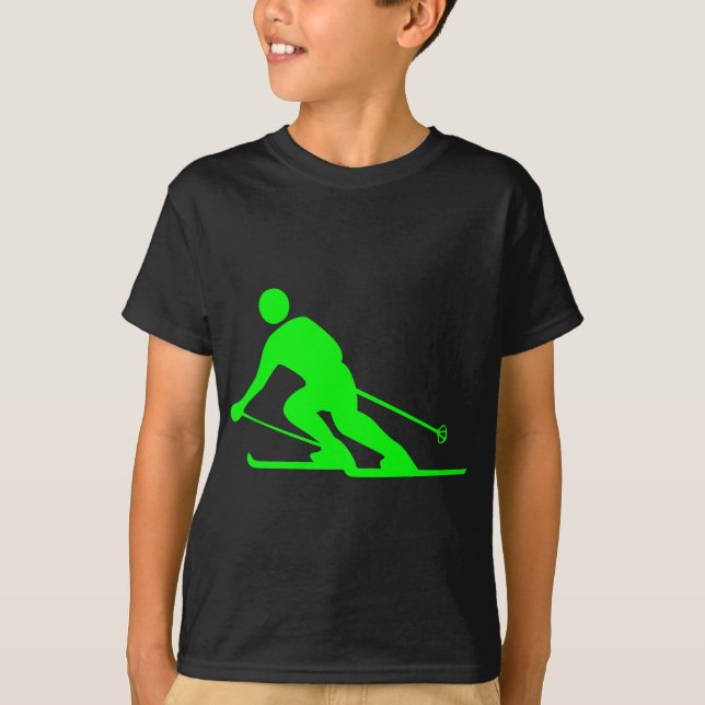 Skiing - Green T-Shirt (Front)