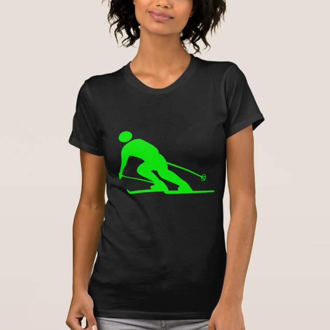 Skiing - Green T-Shirt (Front)