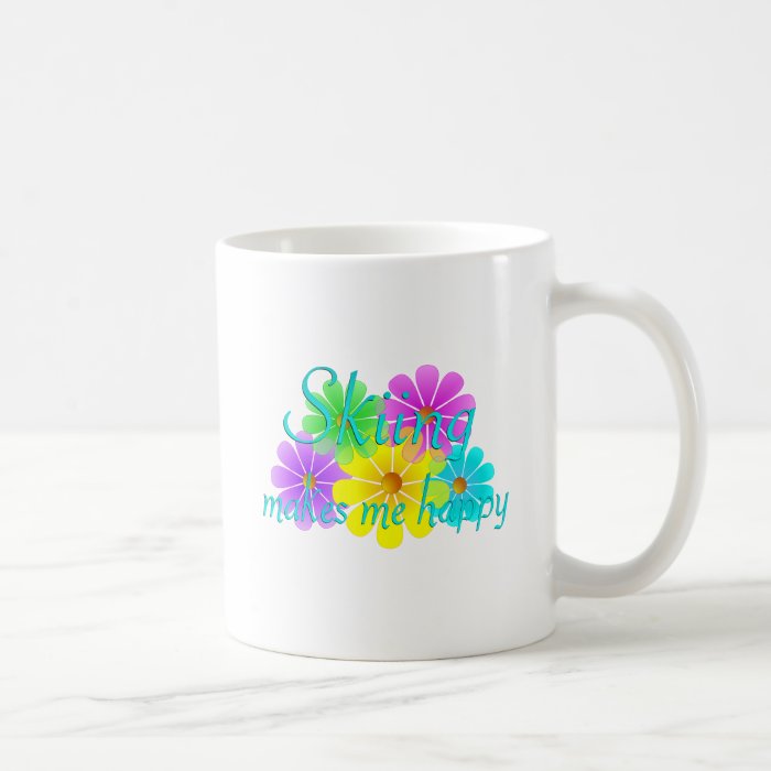 Skiing Happiness Flowers Coffee Mugs