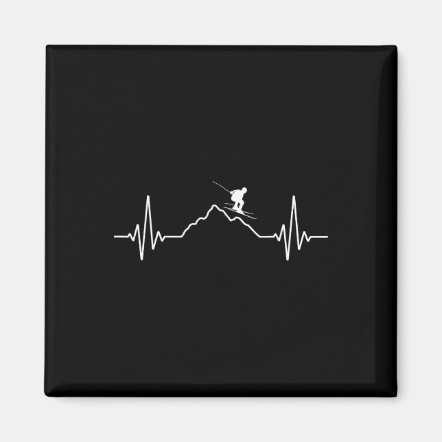 Skiing Heartbeat Ski Gift For Skiers _2  Magnet (Front)