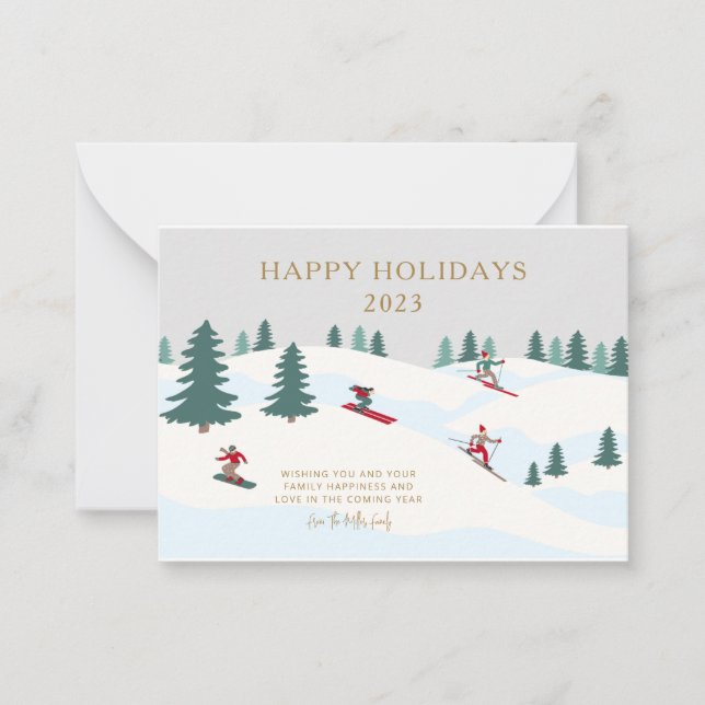 Skiing Holidays Personalized Merry Christmas Card (Front)