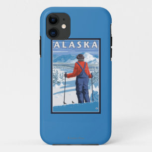 Skiing in Alaska Vintage Travel Poster iPhone 11 Case