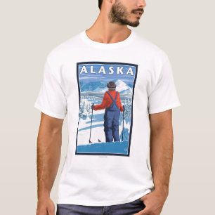 Skiing in Alaska Vintage Travel Poster T-Shirt