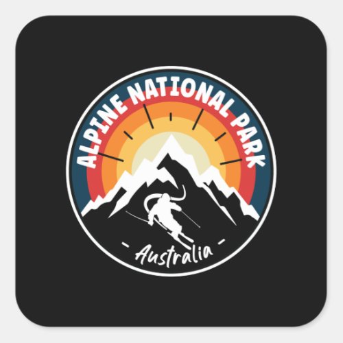 Skiing In Alpine National Park Australia Square Sticker