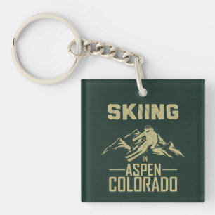 Skiing in Aspen Colorado Keychain
