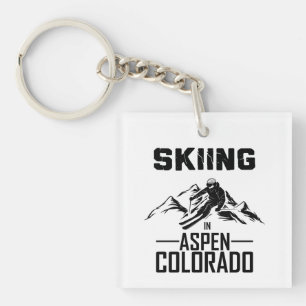 Skiing in Aspen Colorado  Keychain