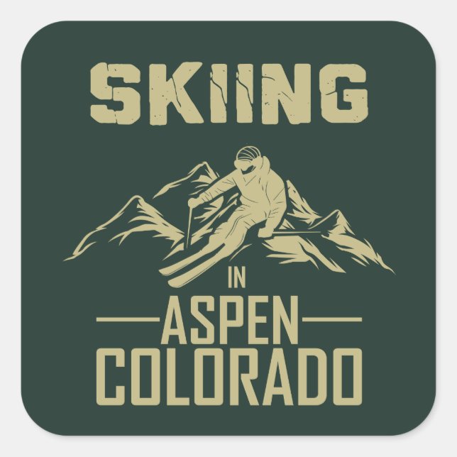 Skiing in Aspen Colorado  Square Sticker (Front)