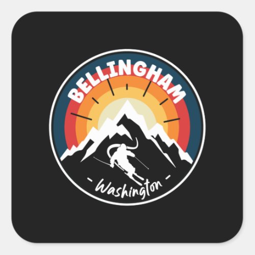 Skiing In Bellingham Washington Vintage Square Sticker