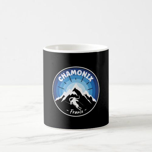 Skiing In Chamonix France Blue Coffee Mug