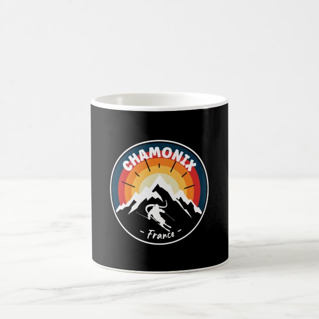 Skiing In Chamonix France Vintage Coffee Mug (Center)