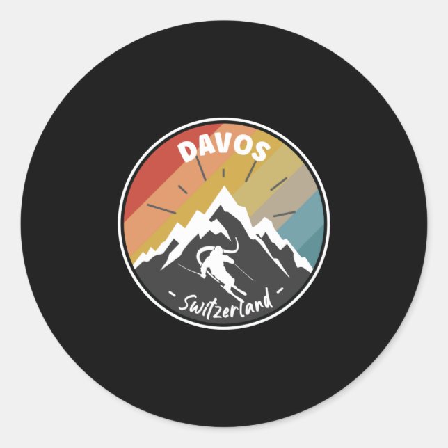 Skiing In Davos - Switzerland Classic Round Sticker (Front)