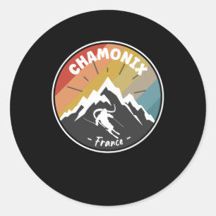 Skiing In France Chamonix Classic Round Sticker