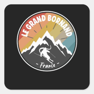 Skiing In France Le Grand Bornand Square Sticker