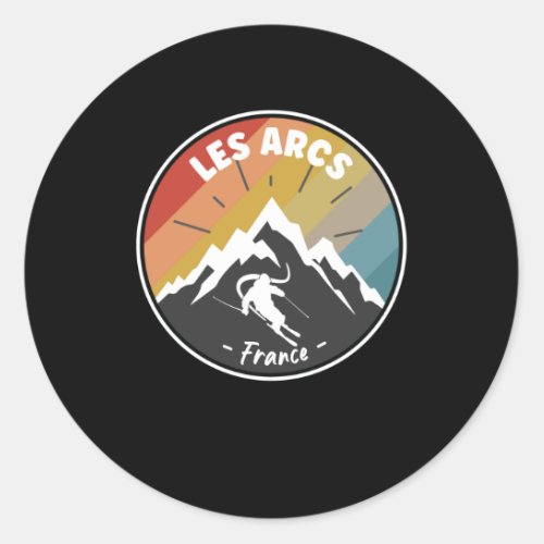 Skiing In France Les Arcs Classic Round Sticker