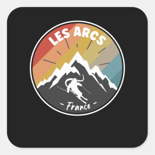 Skiing In France Les Arcs Square Sticker