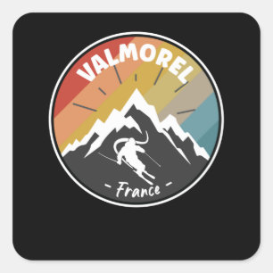 Skiing In France Valmorel Square Sticker