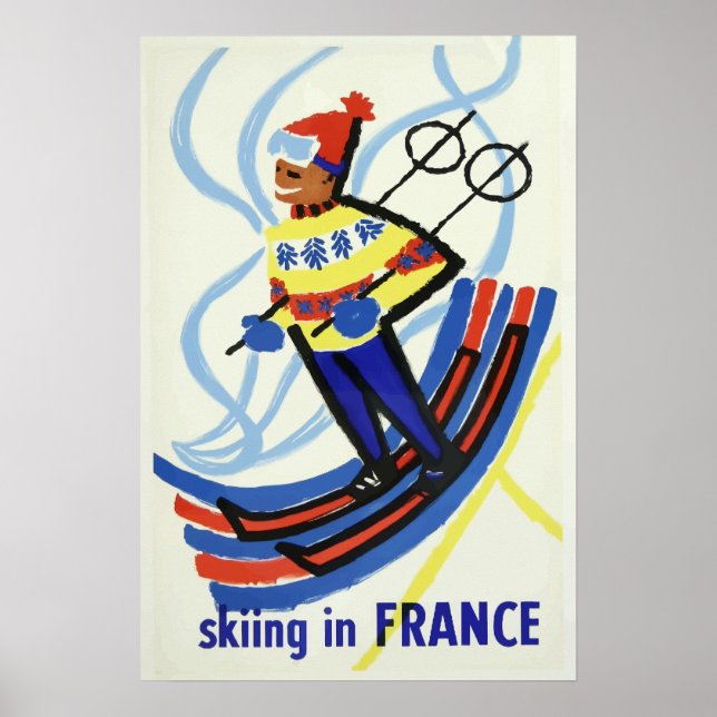 Skiing in France Vintage Poster (Front)