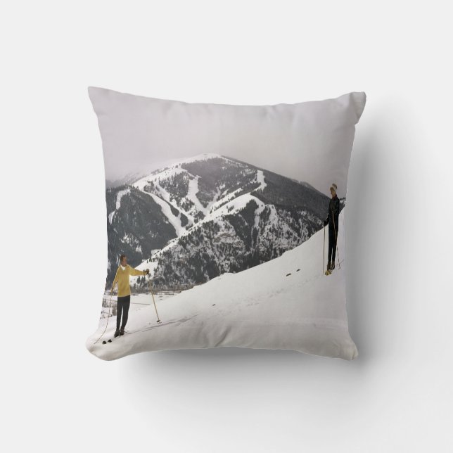 Skiing In Idaho Throw Pillow (Front)