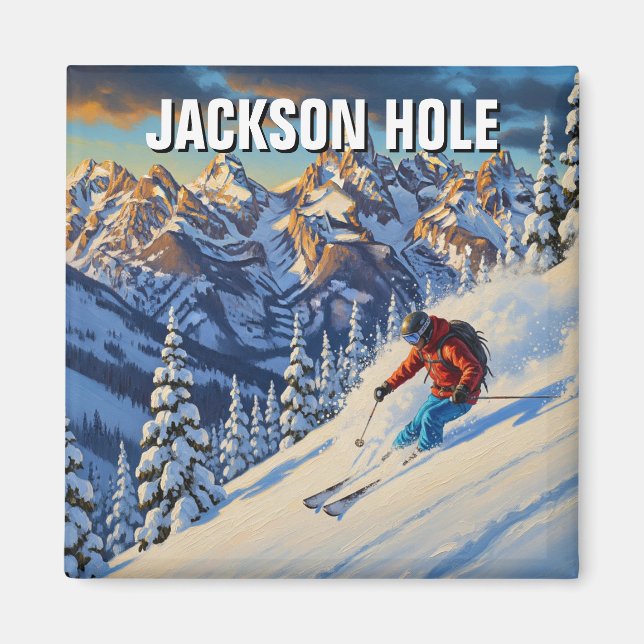 Skiing in Jackson Hole Wyoming Magnet (Front)