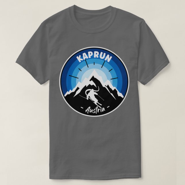Skiing In Kaprun Austria Blue T-Shirt (Design Front)