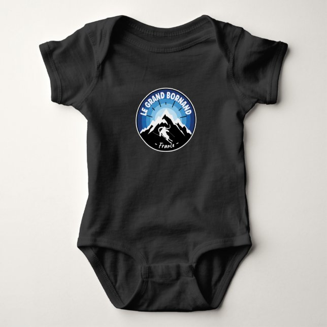Skiing In Le Grand Bornand France Blue Baby Bodysuit (Front)