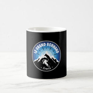 Skiing In Le Grand Bornand France Blue Coffee Mug