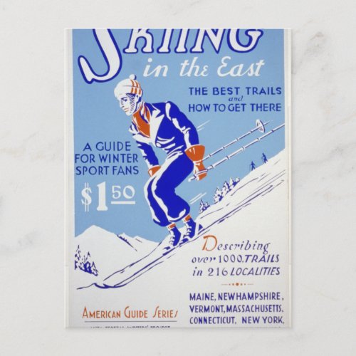 Skiing in the East Postcard