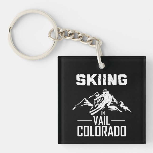 Skiing in Vail Colorado Keychain (Front)