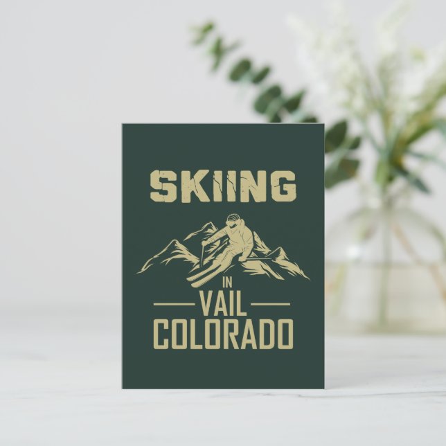 Skiing in Vail Colorado Postcard (Standing Front)