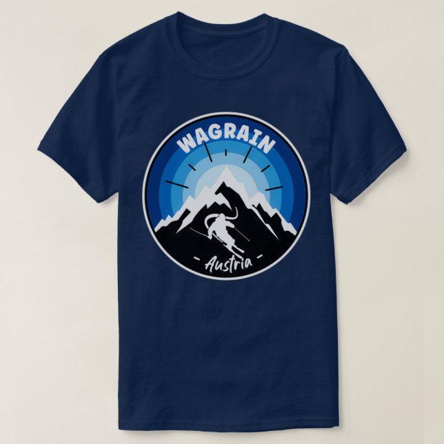 Skiing In Wagrain Austria Blue T-Shirt (Design Front)