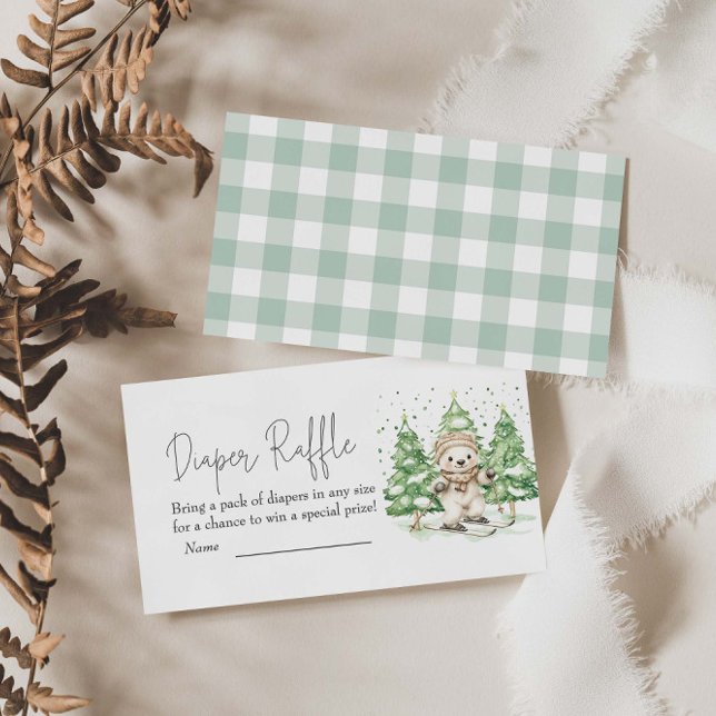 Skiing Into Parenthood Baby Shower Diaper Raffle Enclosure Card (Creator Uploaded)