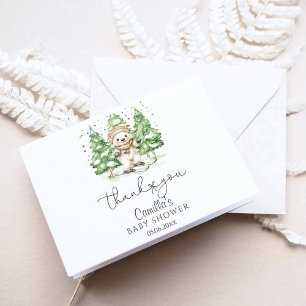 Skiing Into Parenthood Winter Baby Shower Letterpress Thank You Card