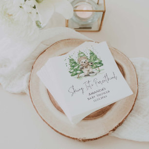 Skiing Into Parenthood Winter Baby Shower Napkins