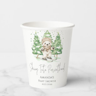 Skiing Into Parenthood Winter Baby Shower Paper Cups