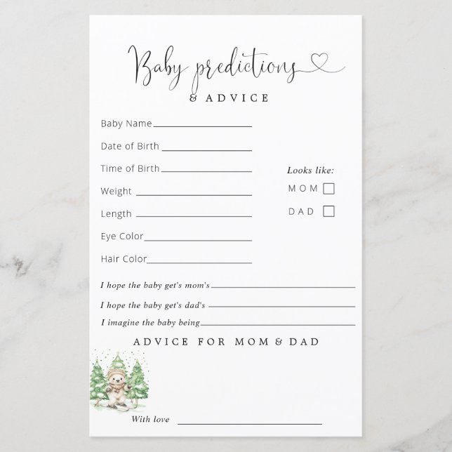 Skiing Into Parenthood Winter Predictions Advice (Front)