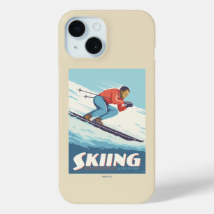 Skiing Is Believing Retro Print iPhone 15 Case