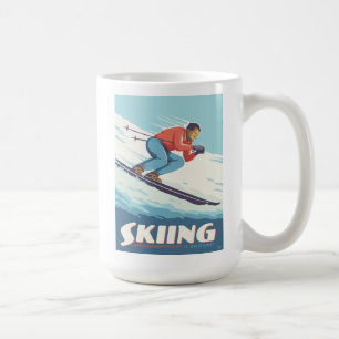 Skiing Is Believing Retro Print Coffee Mug