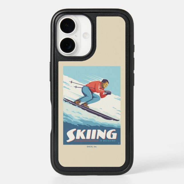 Skiing Is Believing Retro Print Otterbox iPhone Case (Back)