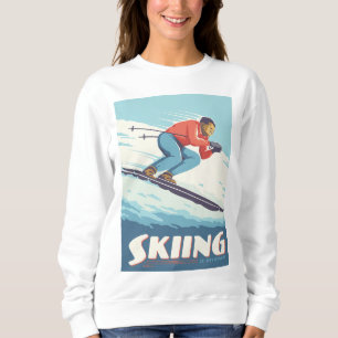 Skiing Is Believing Retro Print Sweatshirt
