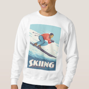 Skiing Is Believing Retro Print Sweatshirt