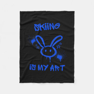 Skiing Is My Art Snow Mountain Slope Powder Snowbo Fleece Blanket