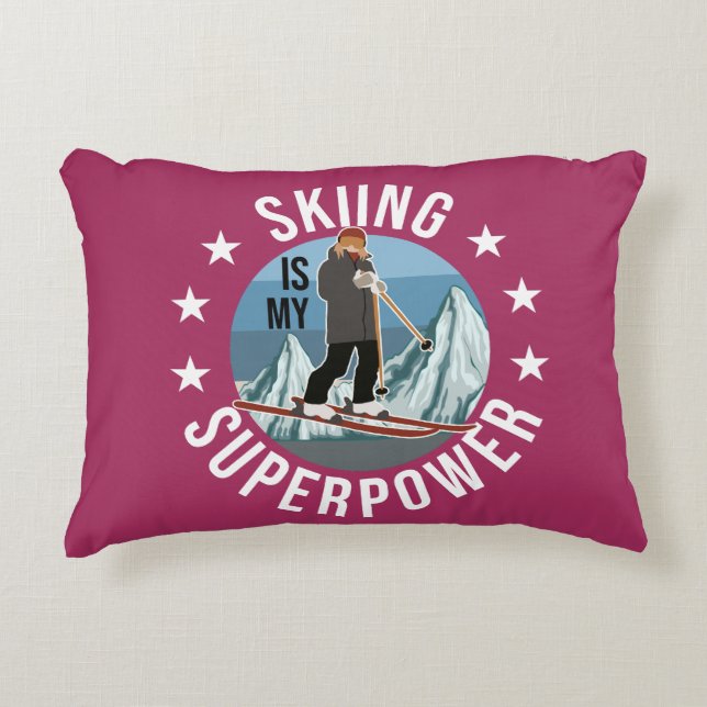 Skiing Is My Superpower Accent Pillow (Front)