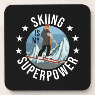 Skiing Is My Superpower Beverage Coaster