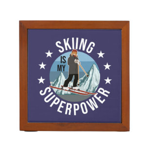 Skiing Is My Superpower Desk Organizer